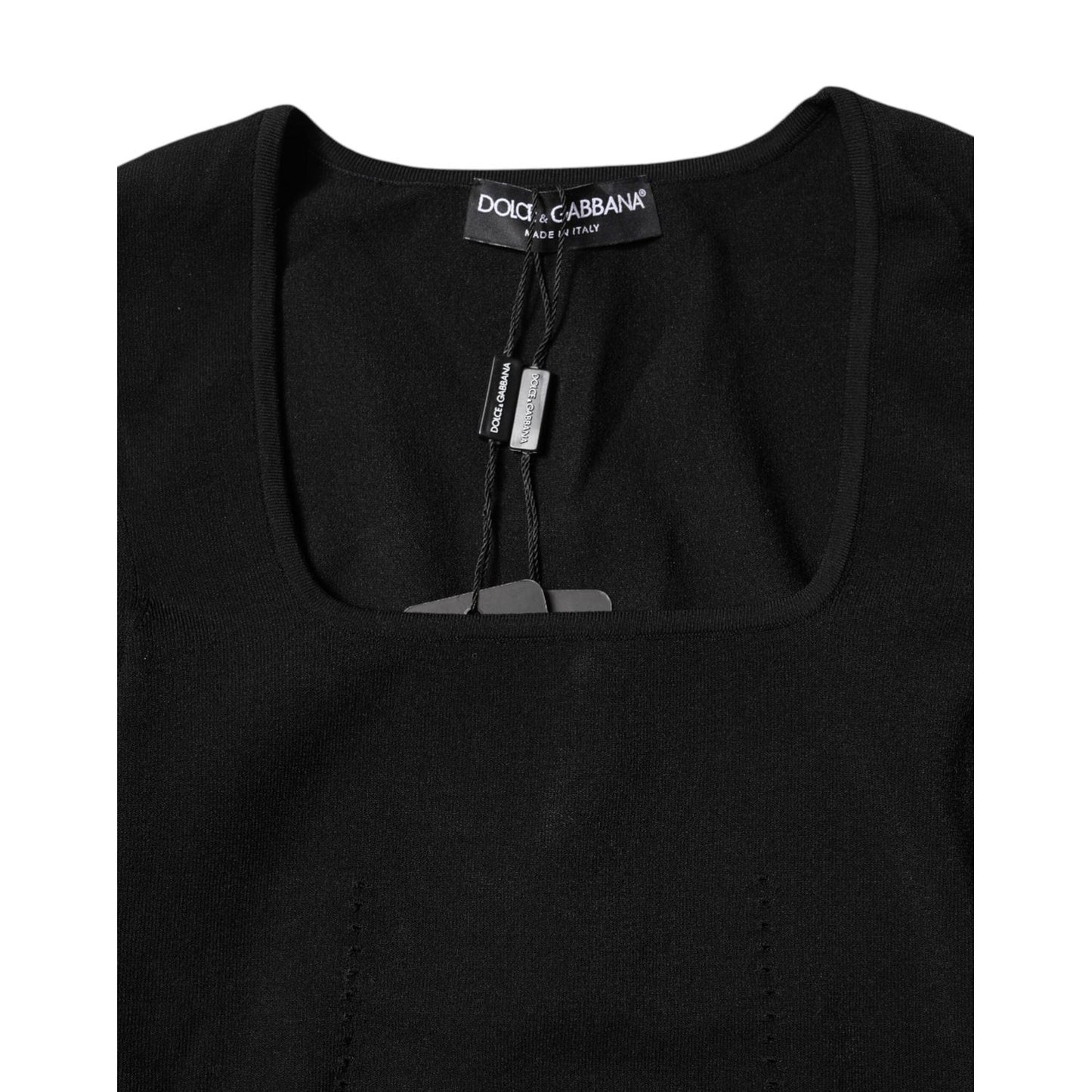 Dolce & Gabbana Black Square Neck Long Sleeves Pullover Top TSH90660-36