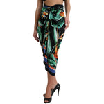 Dolce & Gabbana Black Strelitzia High Waist Wrap Midi Skirt SKI1932-36
