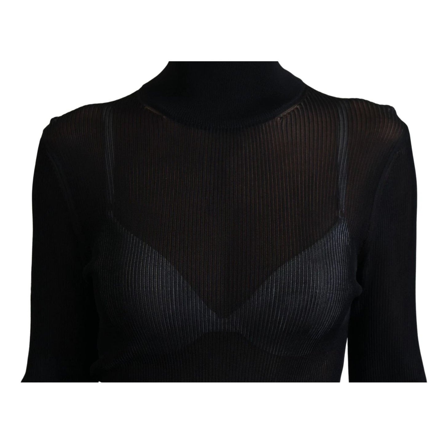 Dolce & Gabbana Black Turtleneck Slim Fit Pullover Sweater TSH83251-46