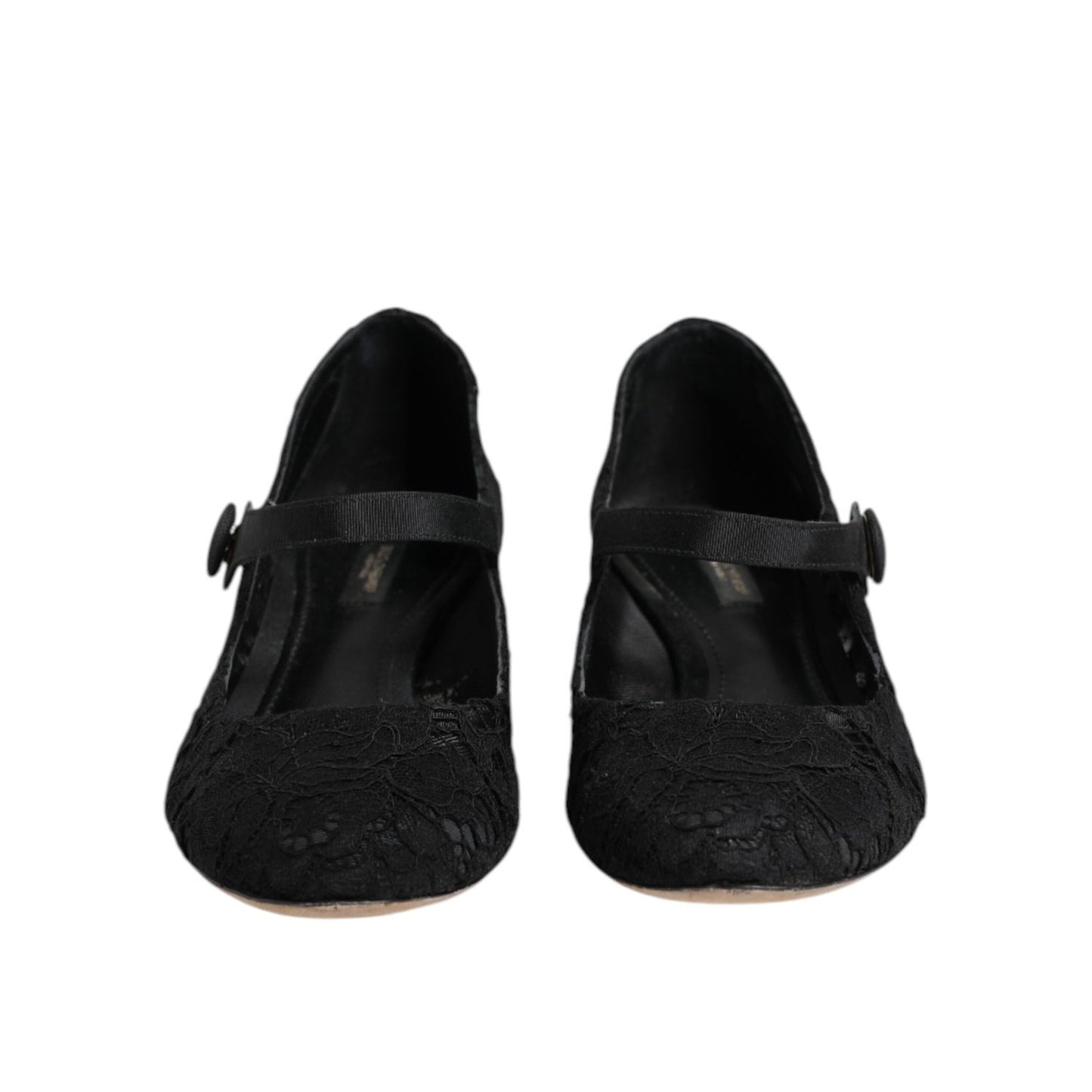 Dolce & Gabbana Black Vally Taormina Floral Lace Pumps Shoes LA12712-40