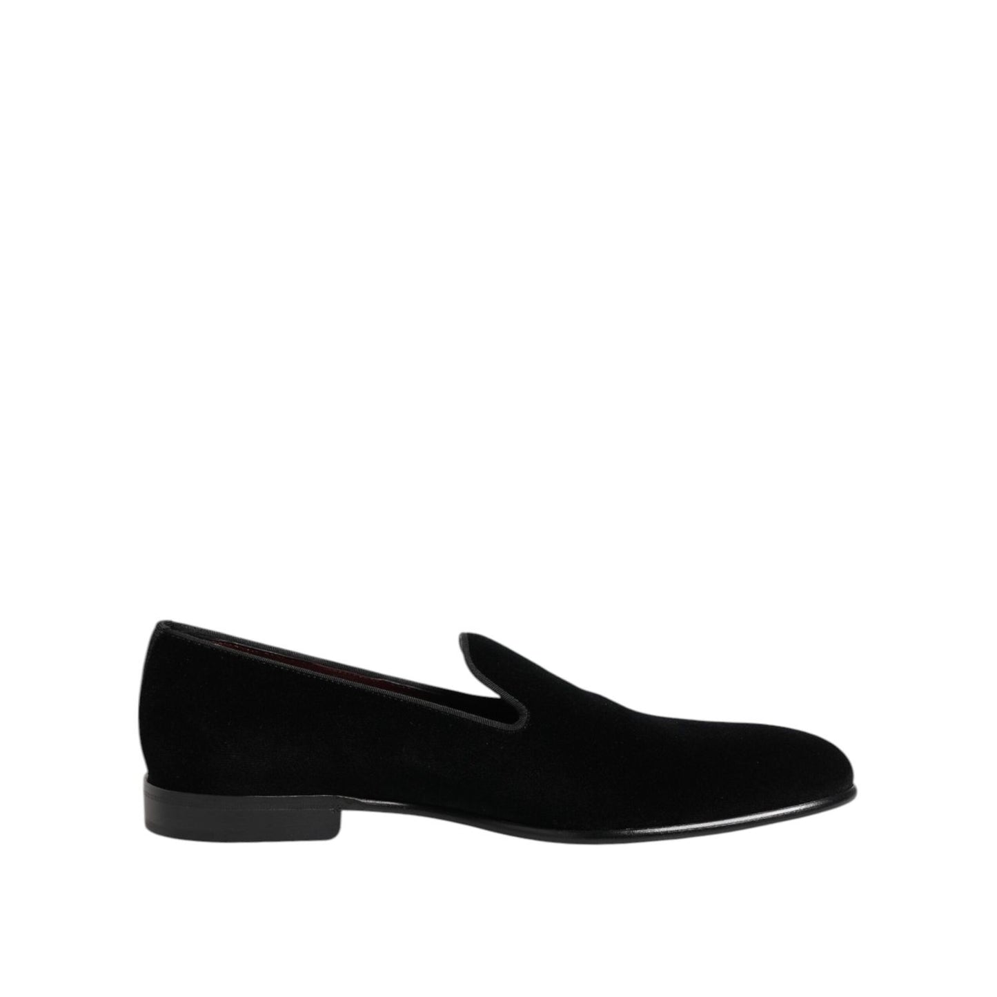 Dolce & Gabbana Black Velvet Slip On Men Loafers Formal Shoes MV8012-42
