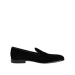 Dolce & Gabbana Black Velvet Slip On Men Loafers Formal Shoes MV8012-42