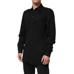 Dolce & Gabbana Black Viscose Long Sleeve Formal Dress Shirt TSH90805-41