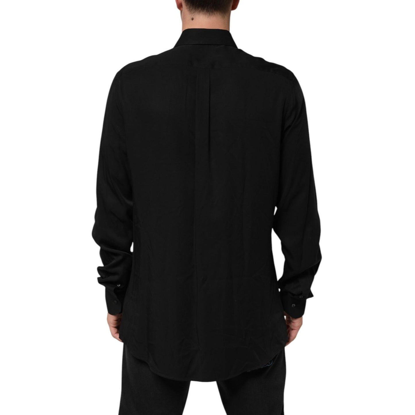 Dolce & Gabbana Black Viscose Long Sleeve Formal Dress Shirt TSH90805-41