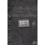 Dolce & Gabbana Black Washed Tattered Slim Fit Denim Jeans PAN75859-44