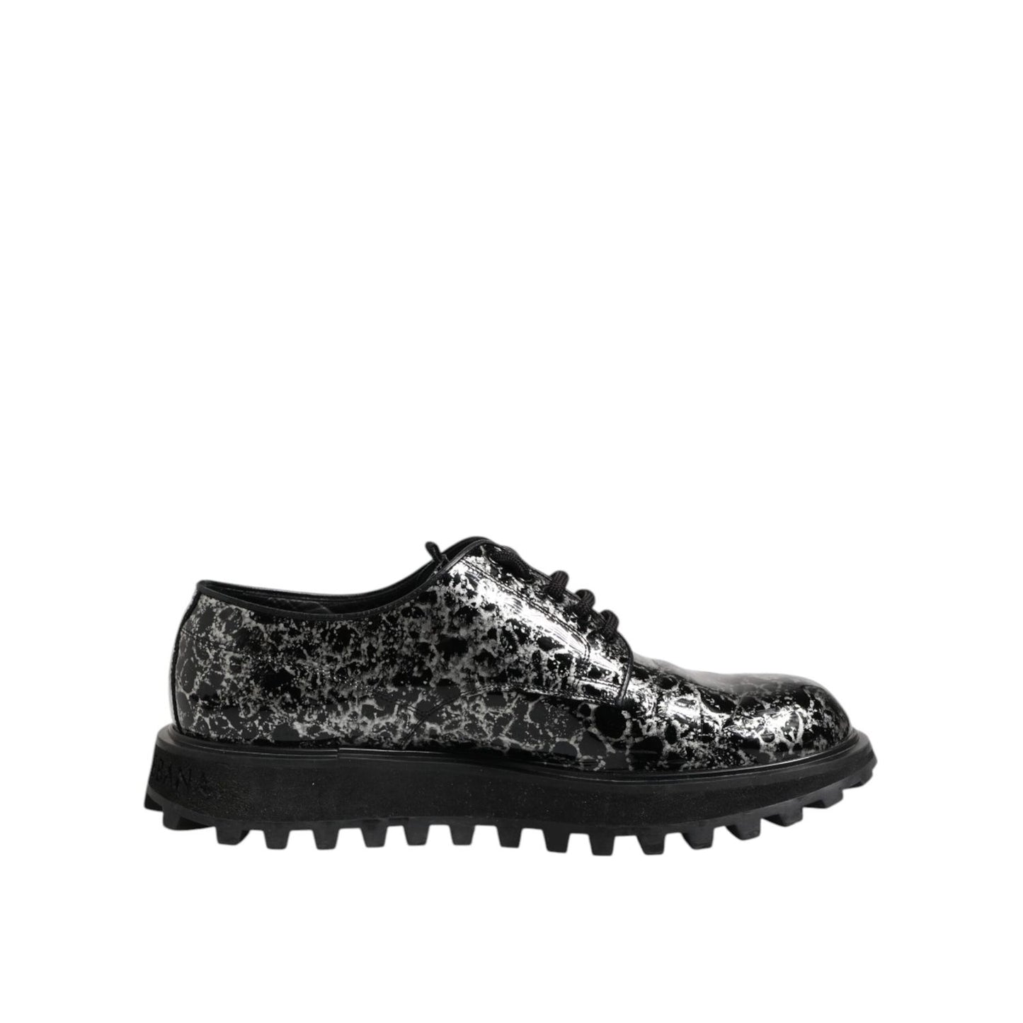 Dolce & Gabbana Black White Calfskin Chunky Derby Shoes MV7400-42