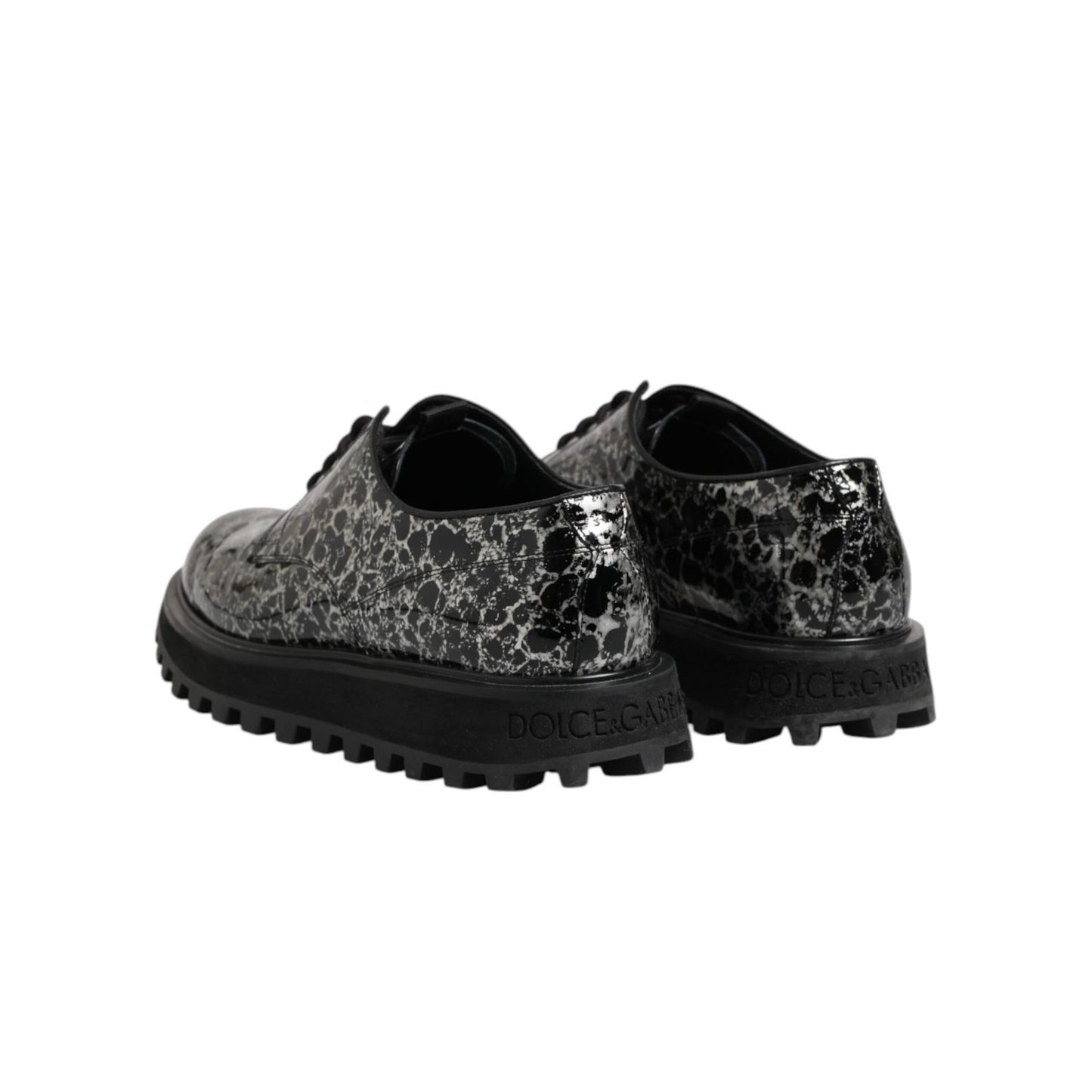 Dolce & Gabbana Black White Calfskin Chunky Derby Shoes MV7400-42