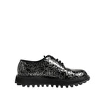 Dolce & Gabbana Black White Calfskin Chunky Derby Shoes MV7400-42