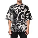 Dolce & Gabbana Black White Cotton Oversized Graffiti T-shirt TSH90800-50