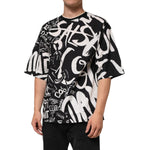 Dolce & Gabbana Black White Cotton Oversized Graffiti T-shirt TSH90800-50