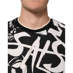 Dolce & Gabbana Black White Cotton Oversized Graffiti T-shirt TSH90800-50
