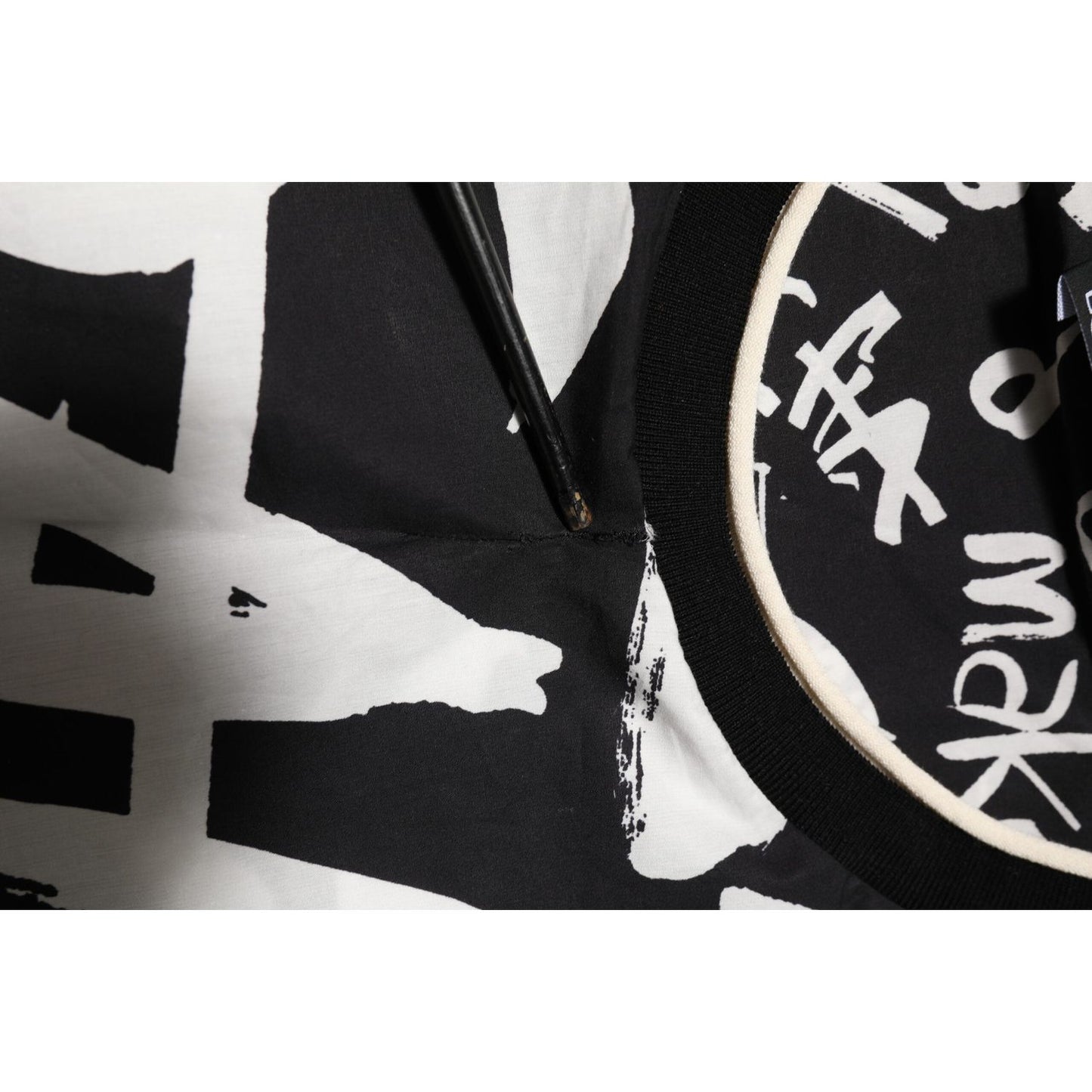 Dolce & Gabbana Black White Cotton Oversized Graffiti T-shirt TSH90800-50