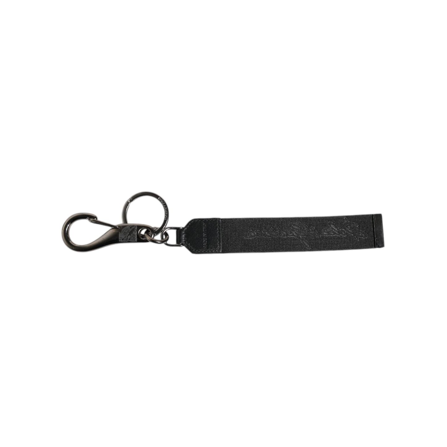 Dolce & Gabbana Black White DG Logo Silver Men Keychain Polyester Keyring SMY10678