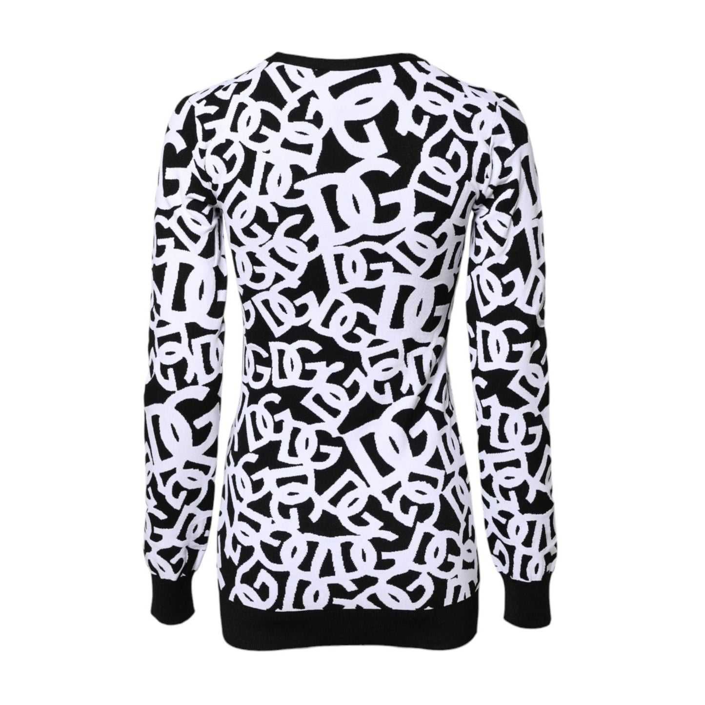 Dolce & Gabbana Black White Logo Print Women Pullover Sweater THS90377-40