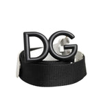 Dolce & Gabbana Black White Metal DG Logo Buckle Belt BEL9477-105