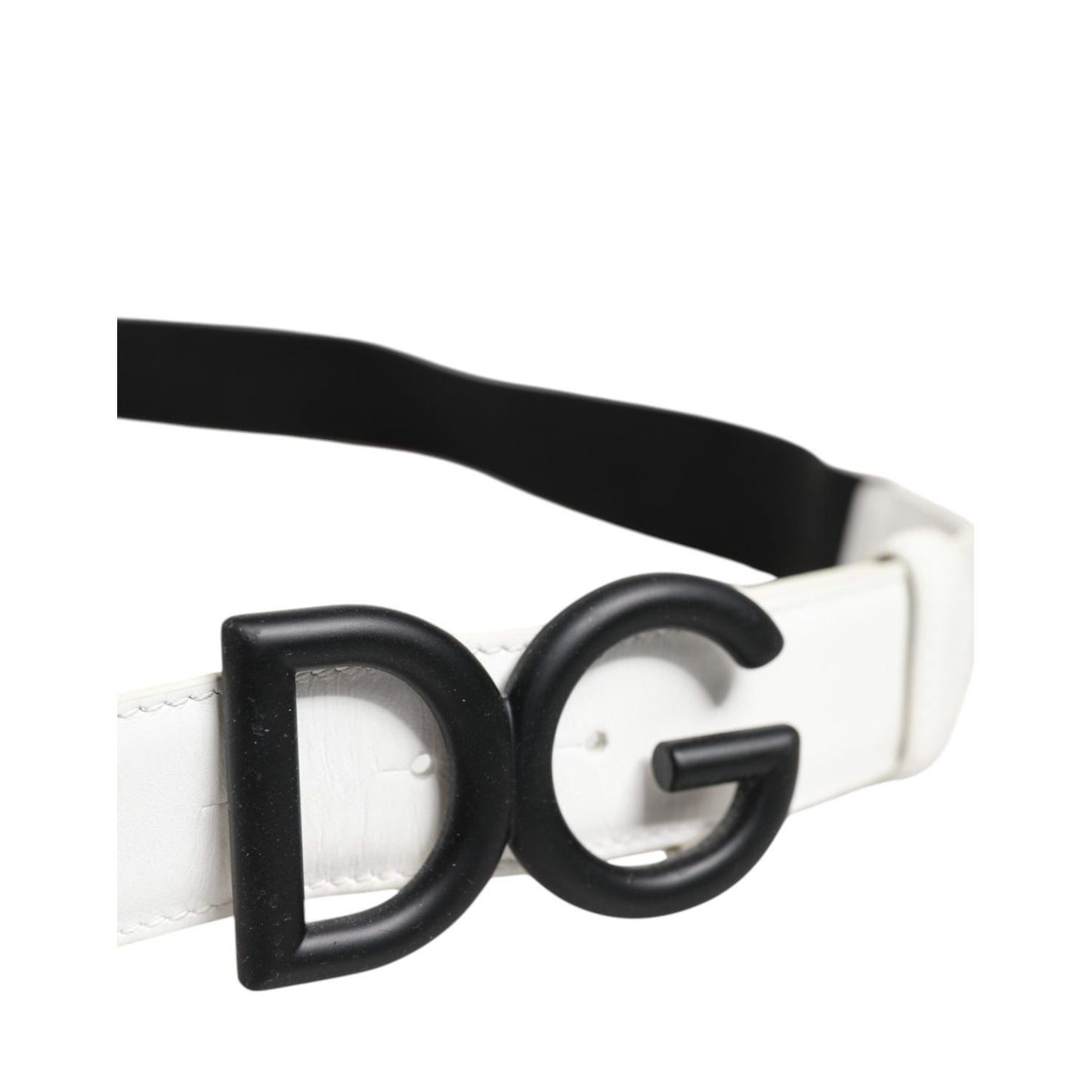 Dolce & Gabbana Black White Metal DG Logo Buckle Belt BEL9477-105