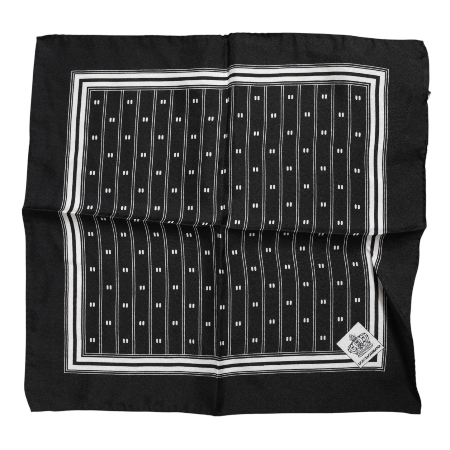 Dolce & Gabbana Black White Printed Silk Square Foulard Scarf MS7254