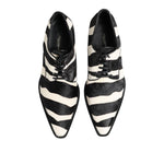 Dolce & Gabbana Black White Zebra Pony Fur Dress Shoes MV7381-36