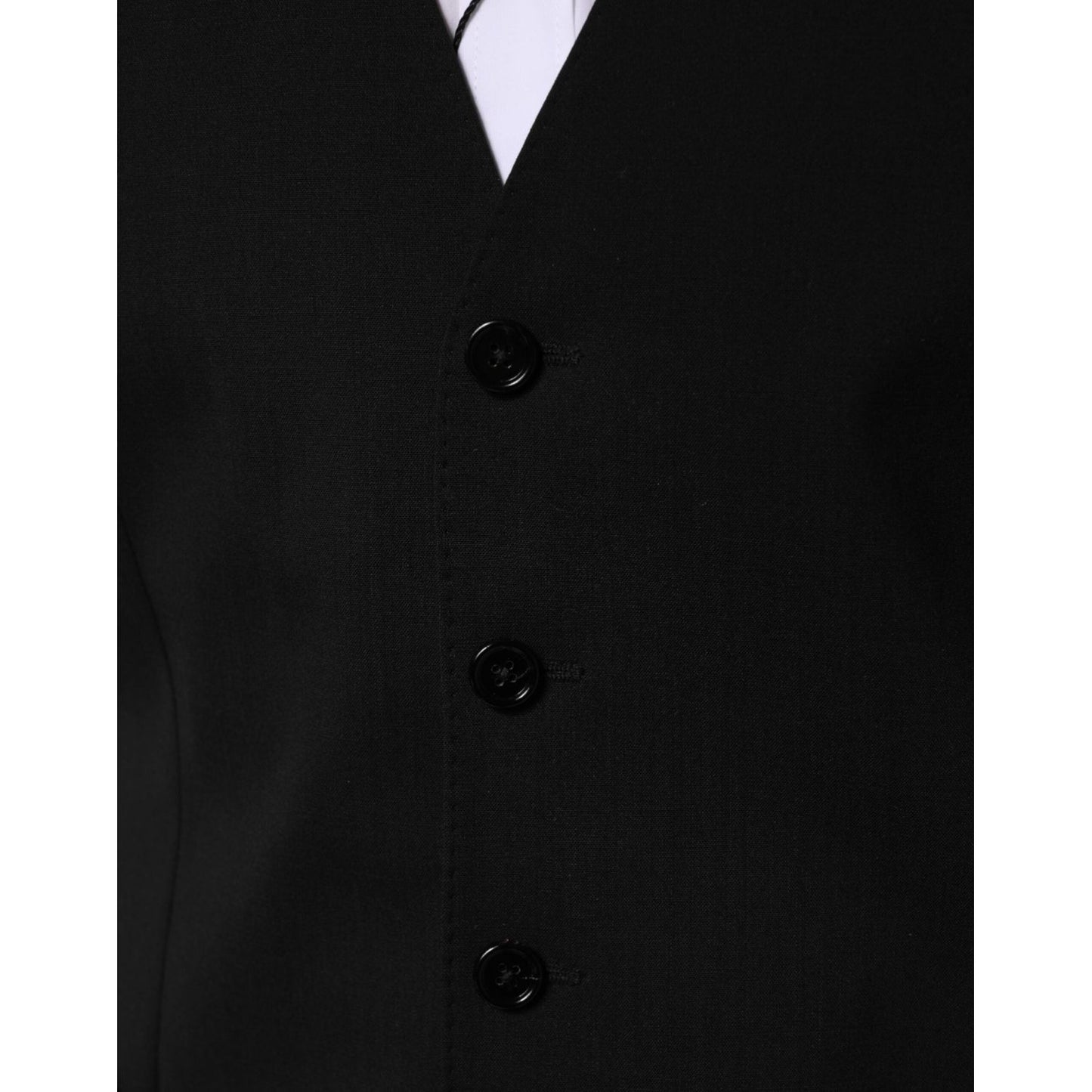 Dolce & Gabbana Black Wool Dress Formal Men Waistcoat Vest TSH90804-48