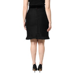 Dolce & Gabbana Black Wool Fringe High Waist Pencil Mini Skirt SKI2075-44