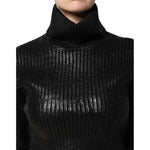 Dolce & Gabbana Black Wool Long Sleeve Turtleneck Cropped Top THS90395-40