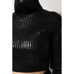 Dolce & Gabbana Black Wool Long Sleeve Turtleneck Cropped Top THS90395-40