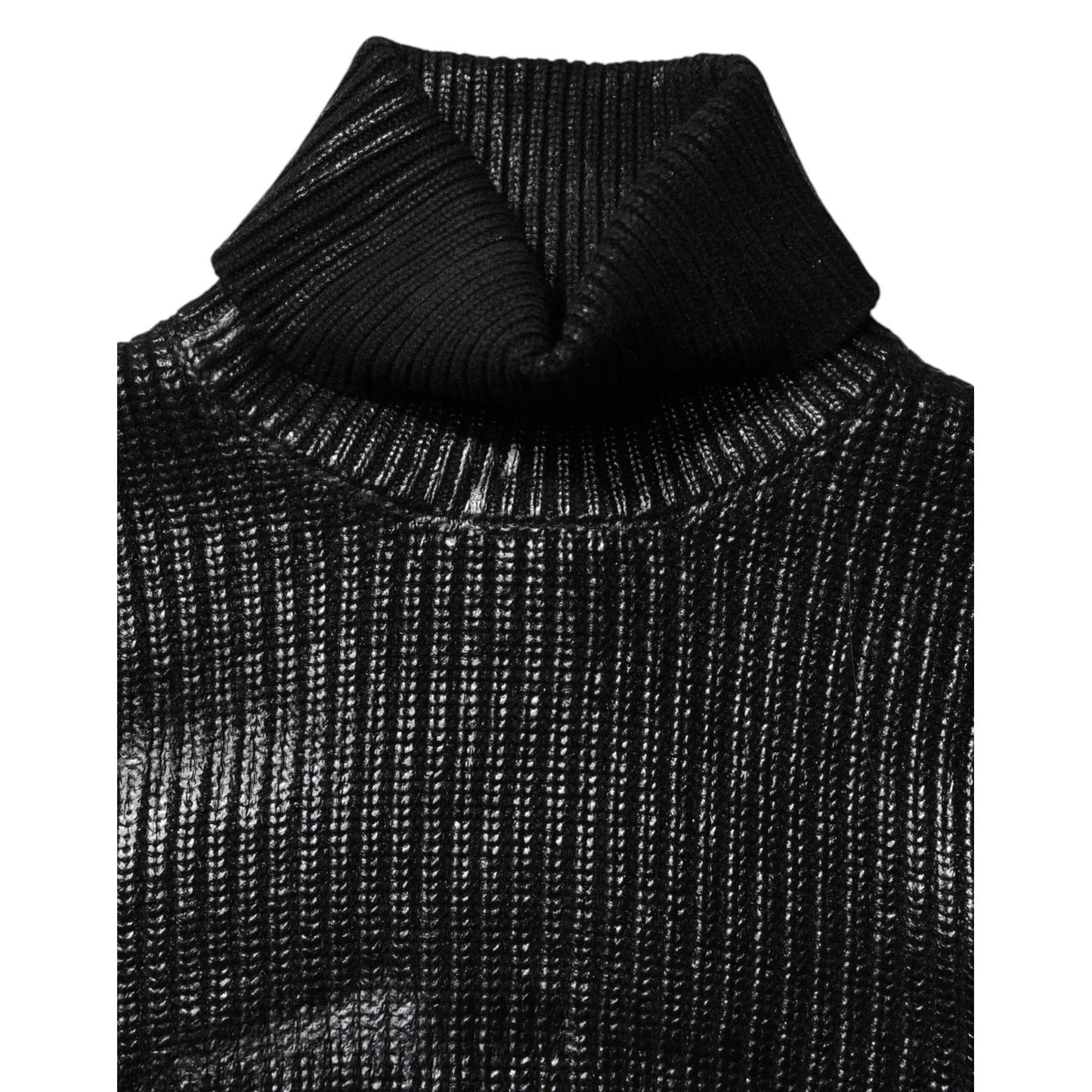 Dolce & Gabbana Black Wool Long Sleeve Turtleneck Cropped Top THS90395-40