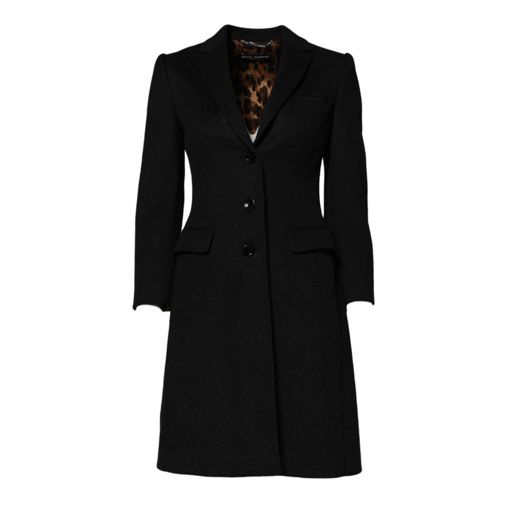 Dolce & Gabbana Black Wool Long Sleeves Trench Coat Jacket JKT3706-36