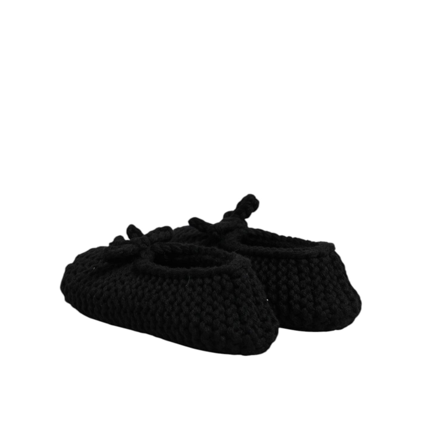Dolce & Gabbana Black Wool Slip On Flats Ballerina Shoes MV7520-37