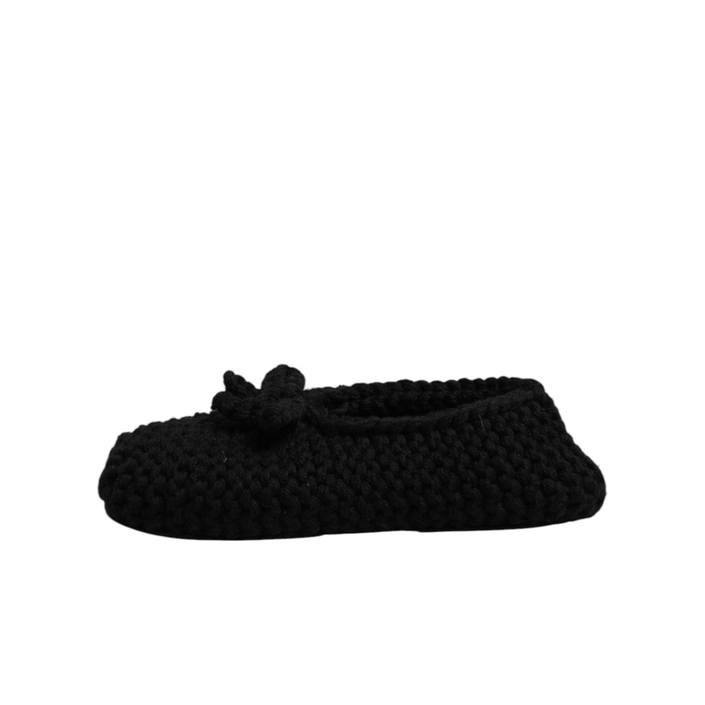 Dolce & Gabbana Black Wool Slip On Flats Ballerina Shoes MV7520-37
