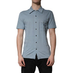 Dolce & Gabbana Blue Cotton Button Down Casual Men Polo Shirt TSH84562-46