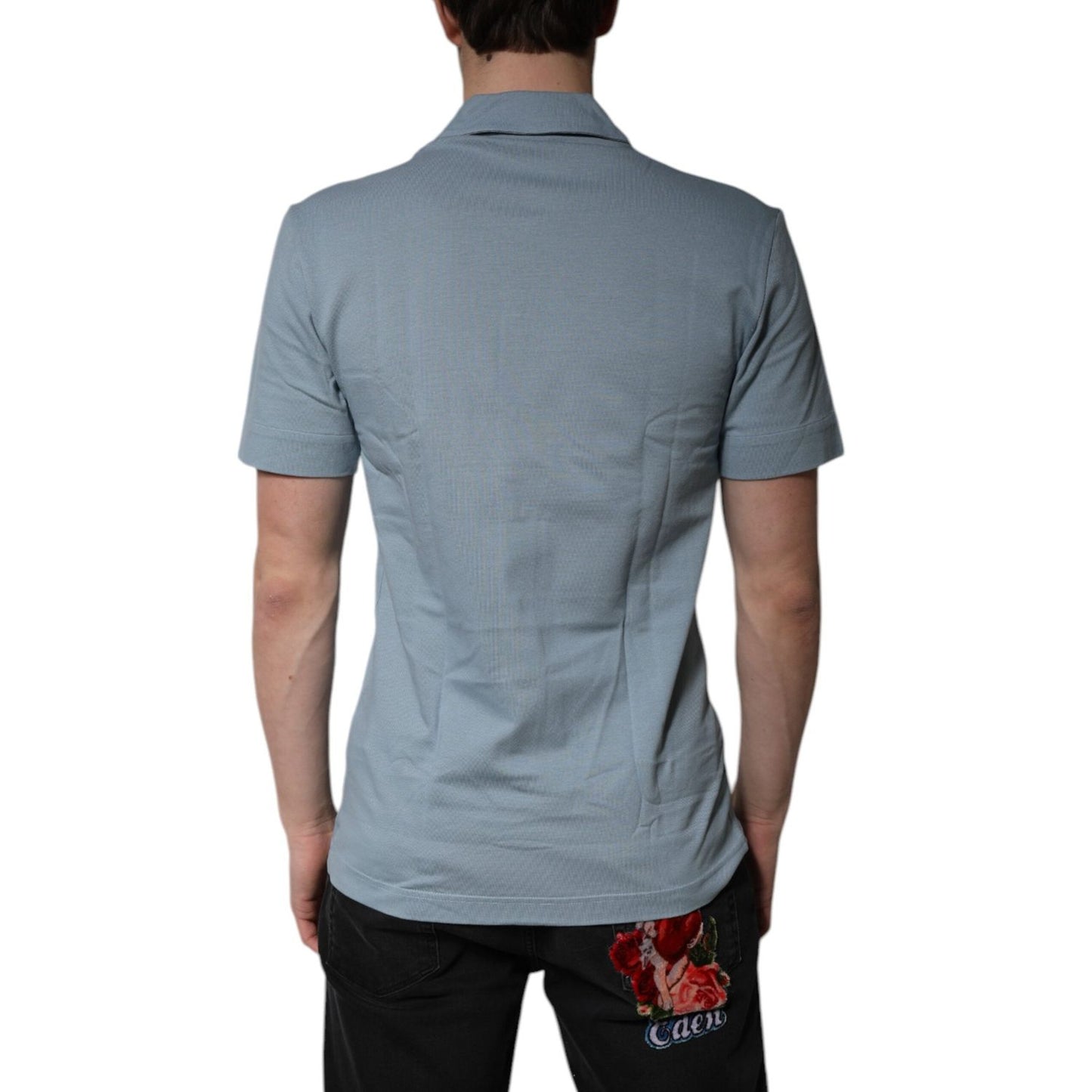 Dolce & Gabbana Blue Cotton Button Down Casual Men Polo Shirt TSH84562-46