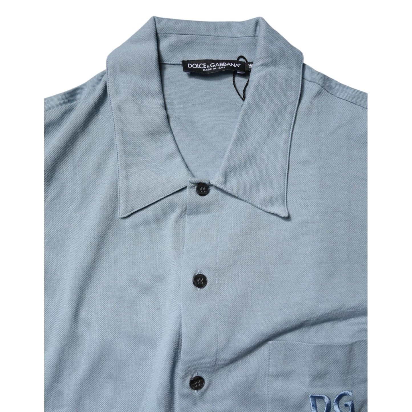 Dolce & Gabbana Blue Cotton Button Down Casual Men Polo Shirt TSH84562-46