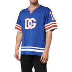 Dolce & Gabbana Blue Cotton DG Logo Mesh Jersey T-shirt TSH90517-52