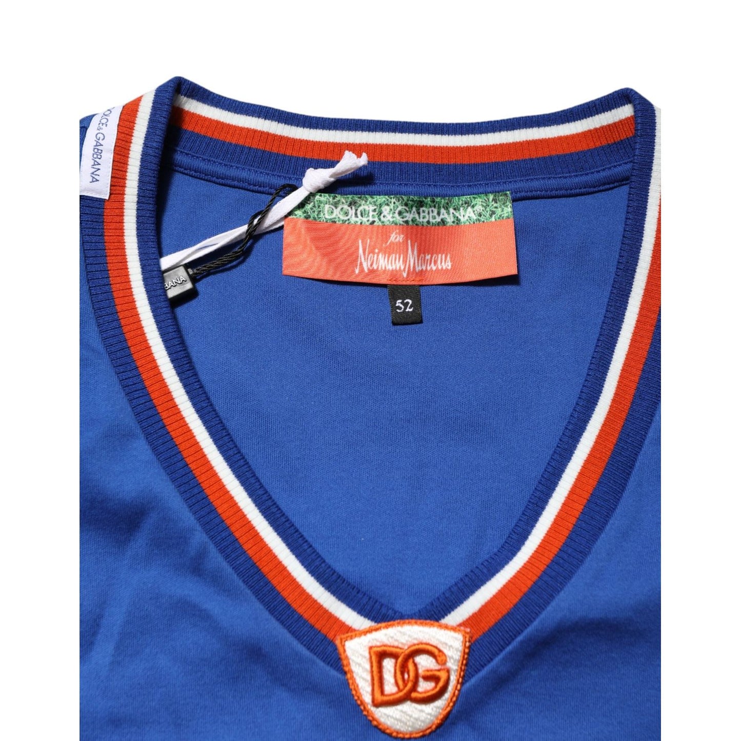 Dolce & Gabbana Blue Cotton DG Logo Mesh Jersey T-shirt TSH90517-52