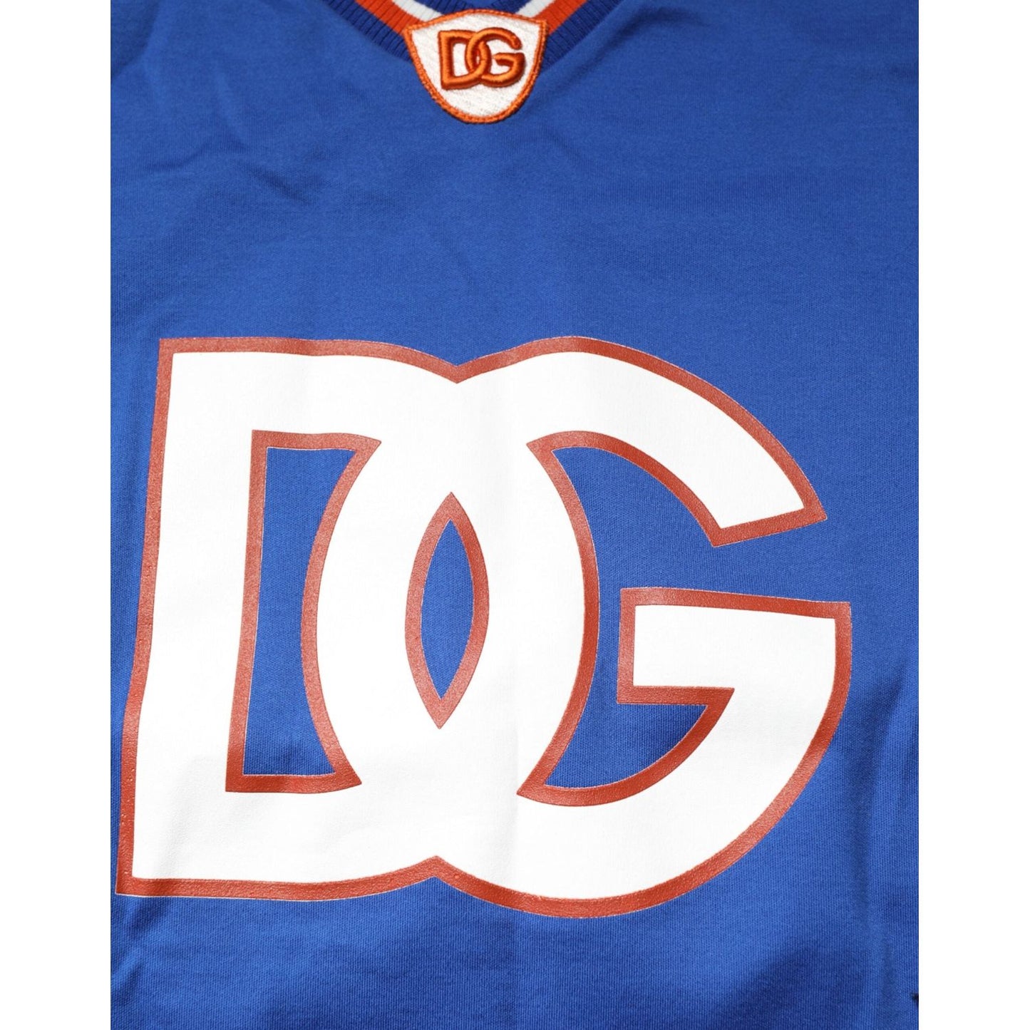 Dolce & Gabbana Blue Cotton DG Logo Mesh Jersey T-shirt TSH90517-52