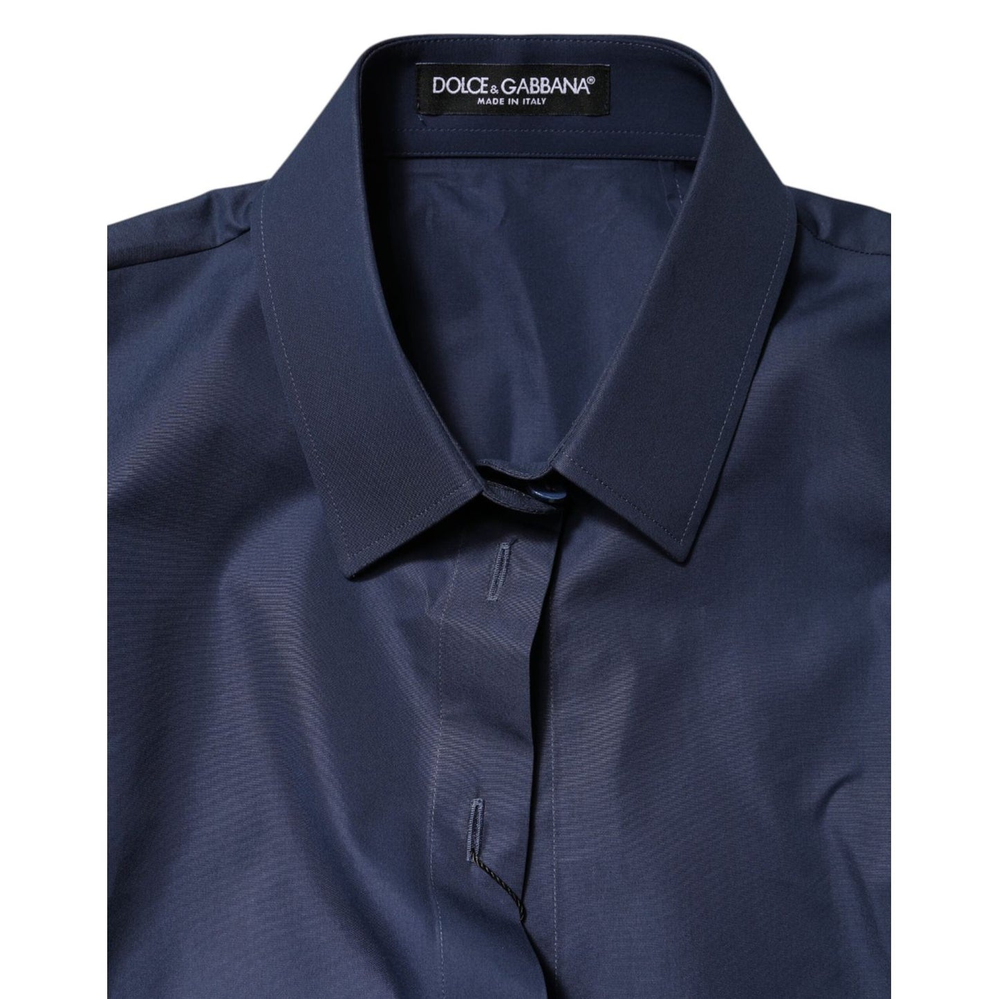 Dolce & Gabbana Blue Cotton Short Sleeves Button Down Top TSH878618-42