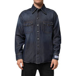 Dolce & Gabbana Blue Denim Button Casual Logo Patch Men Shirt TSH90587-37