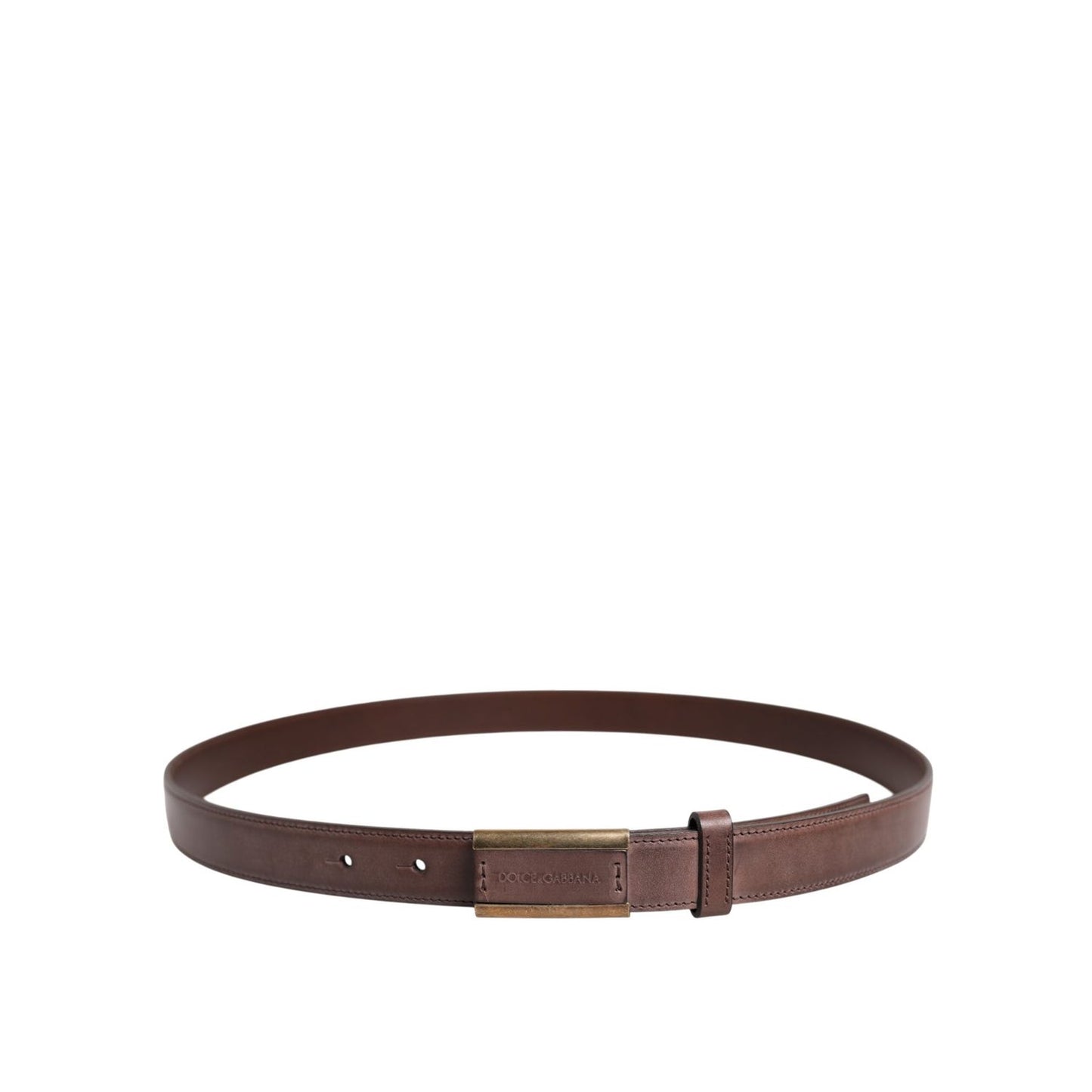 Dolce & Gabbana Brown Calf Leather Antique Buckle Belt BEL9471-90