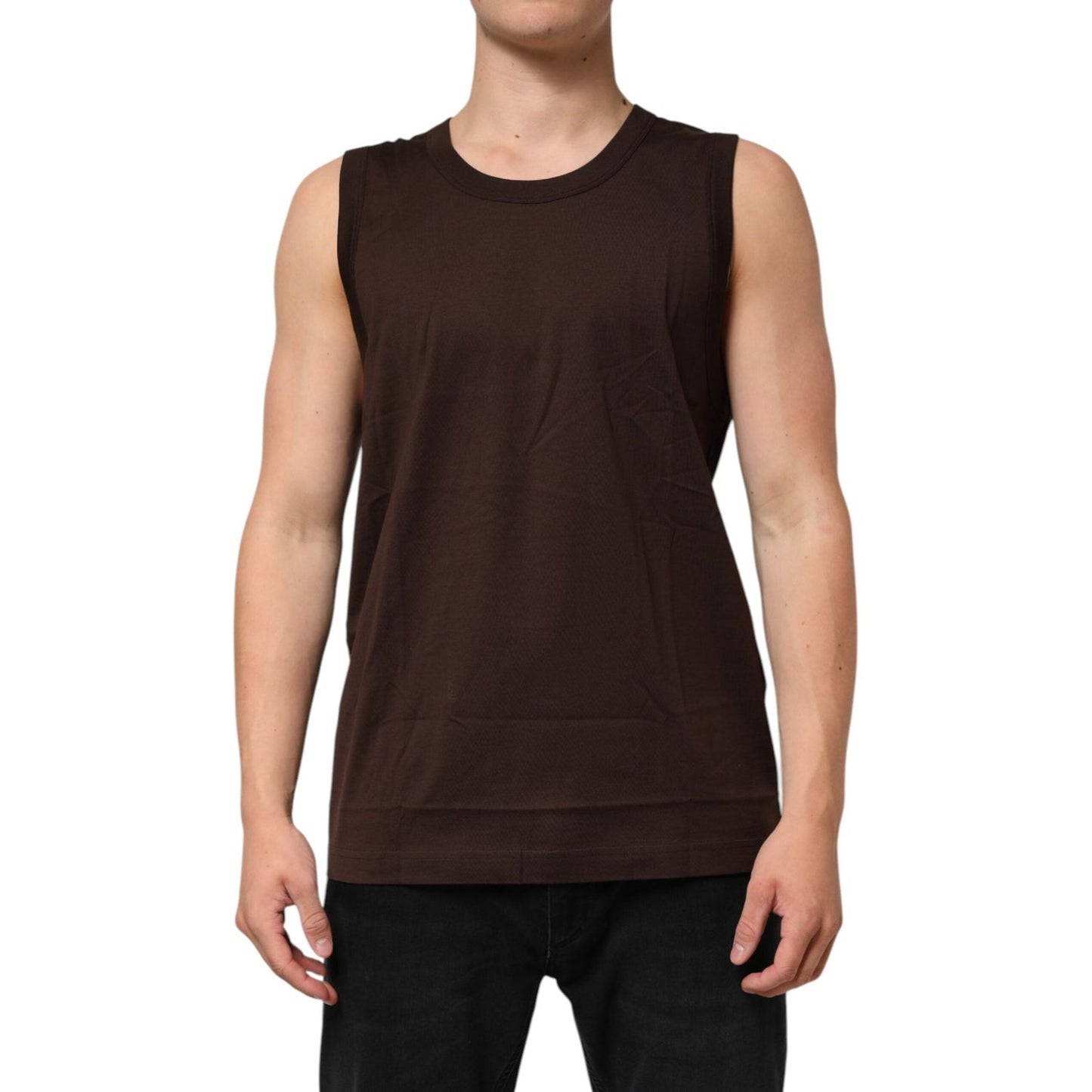 Dolce & Gabbana Brown Cotton Sleeveless Underwear Men Tank Top TSH91220-L