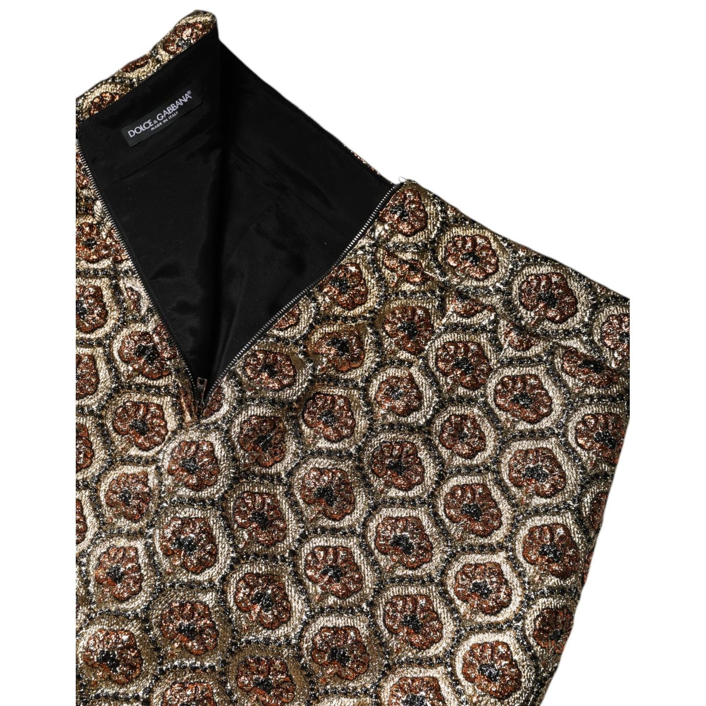Dolce & Gabbana Brown Polyester Brocade A-line Mini Skirt SKI2058-46