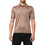 Dolce & Gabbana Brown Silk Textured Short Sleeve Polo T-shirt TSH91067-48