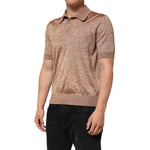Dolce & Gabbana Brown Silk Textured Short Sleeve Polo T-shirt TSH91067-48