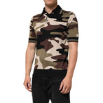 Dolce & Gabbana Camouflage Brown Silk Military Polo T-shirt THS91066-48