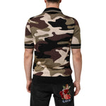 Dolce & Gabbana Camouflage Brown Silk Military Polo T-shirt THS91066-48