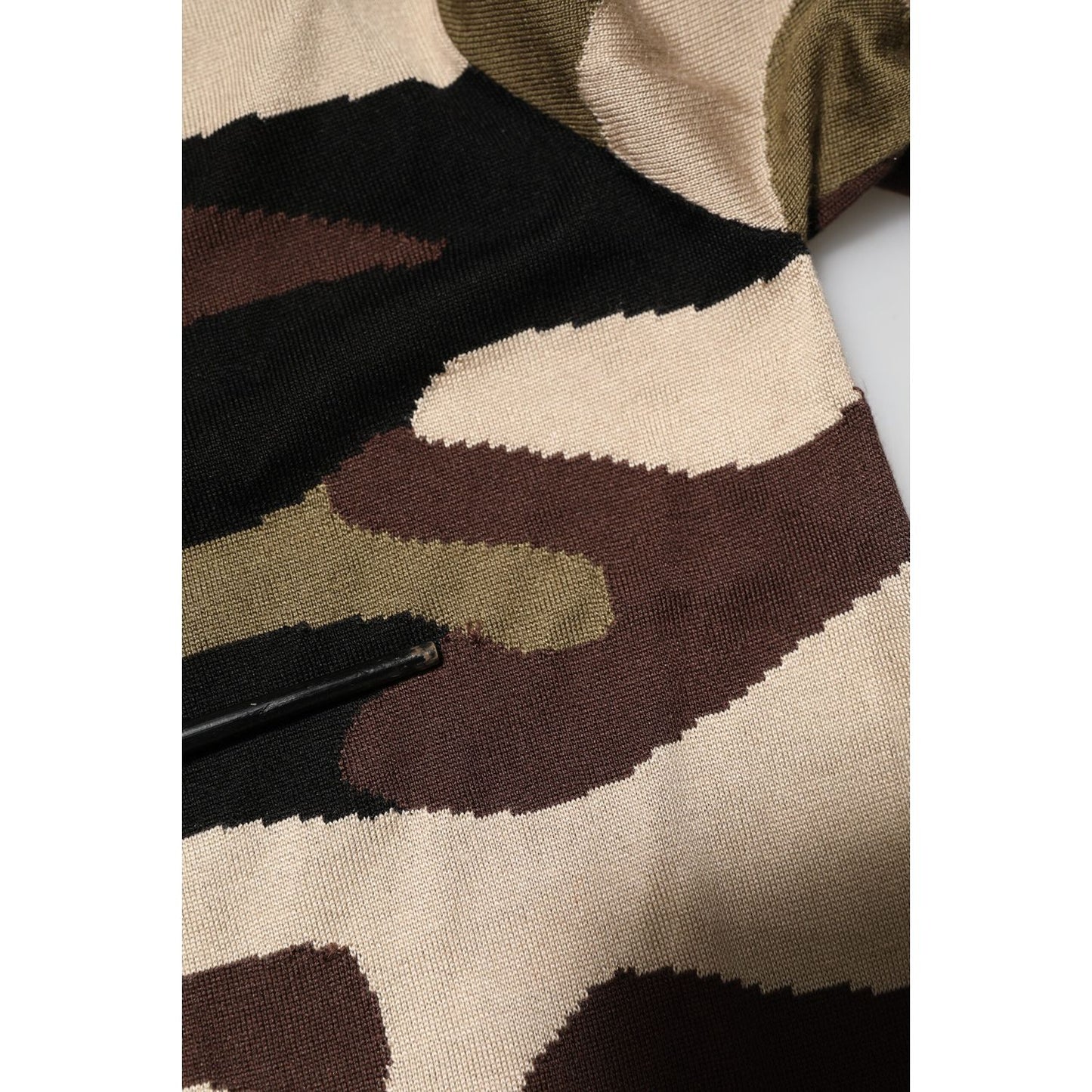 Dolce & Gabbana Camouflage Brown Silk Military Polo T-shirt THS91066-48