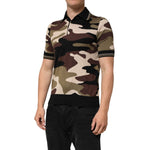 Dolce & Gabbana Camouflage Brown Silk MilitaryPolo T-shirt TSH90498-44