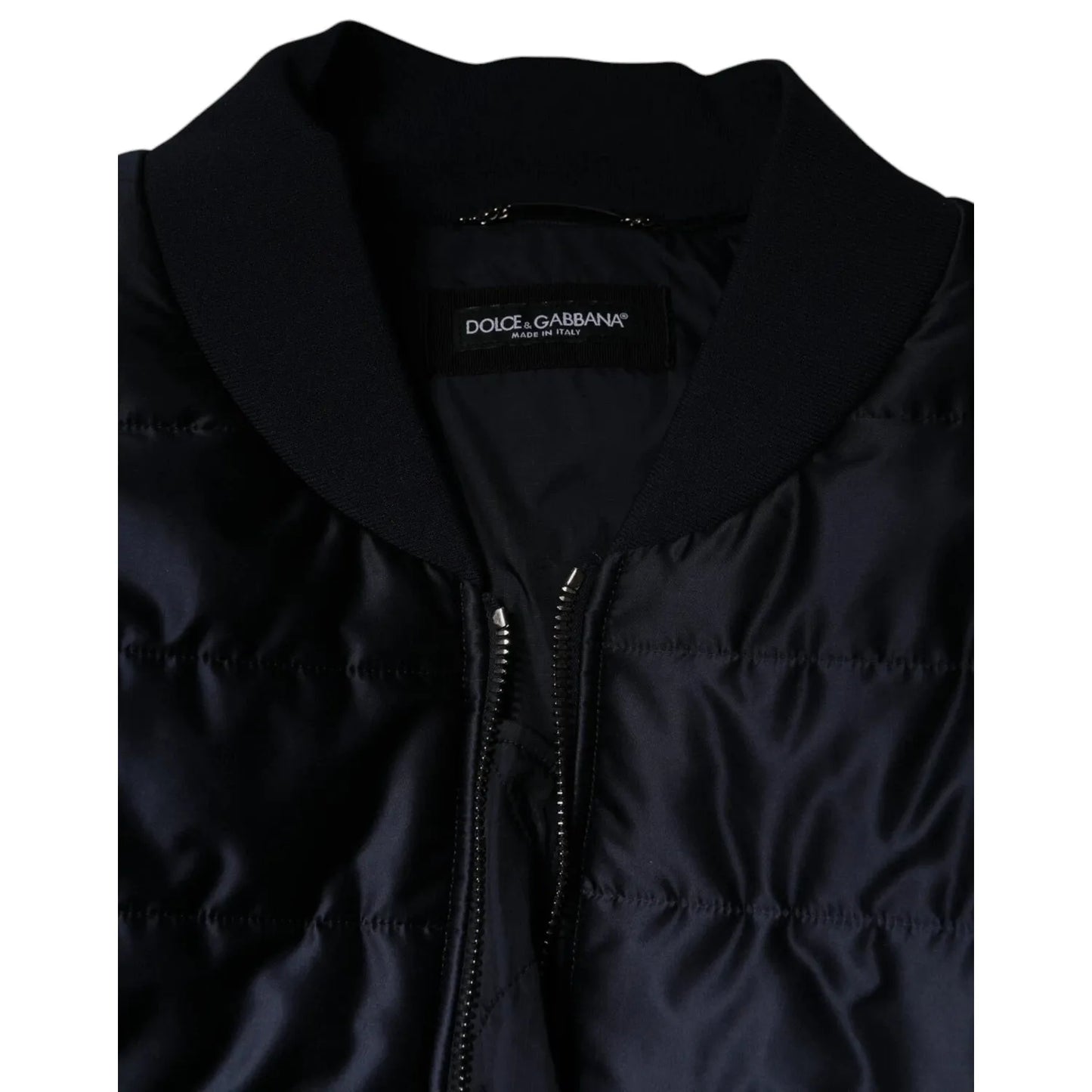 Dolce & Gabbana Dark Blue Quilted Full Zip Bomber Jacket TSH3794-56