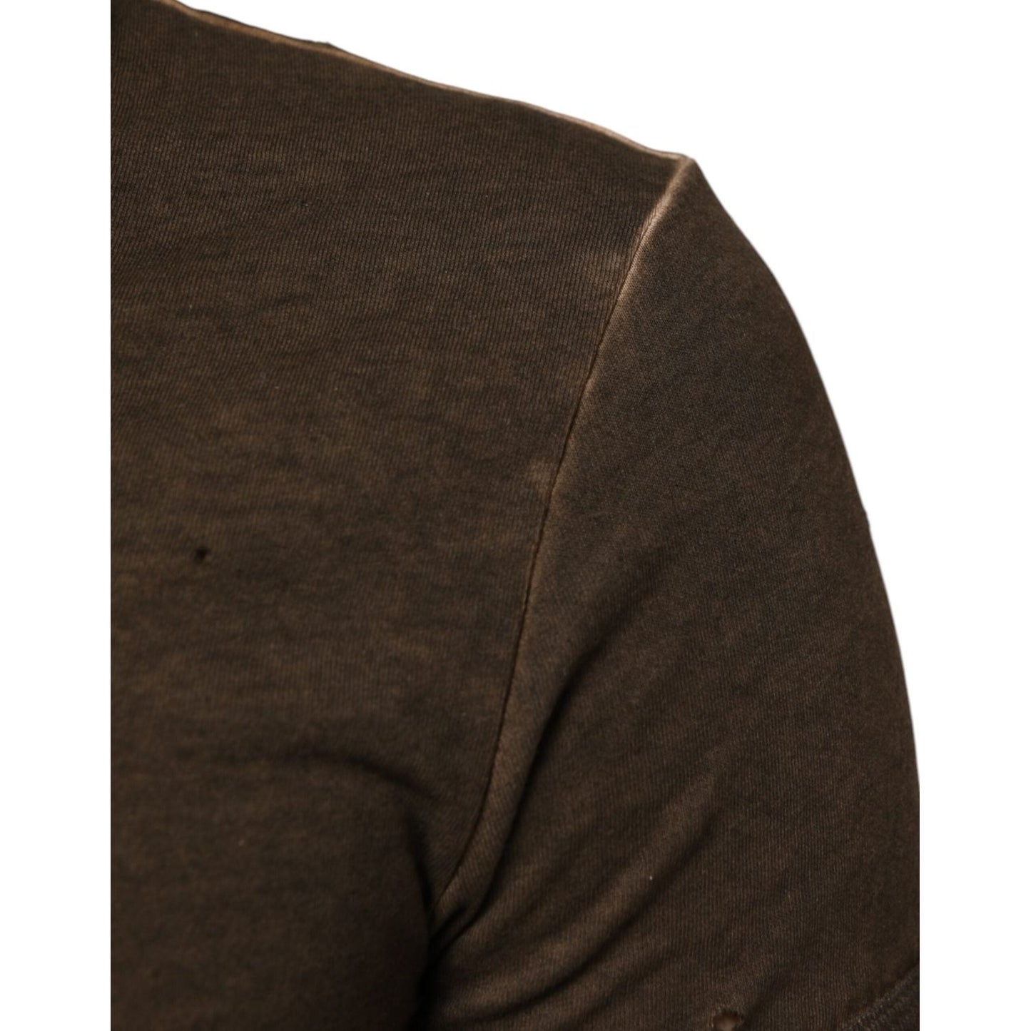 Dolce & Gabbana Dark Brown Cotton Tattered Logo Men T-shirt TSH90558-44