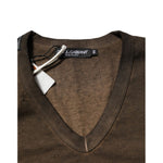 Dolce & Gabbana Dark Brown Cotton Tattered Logo Men T-shirt TSH90558-44